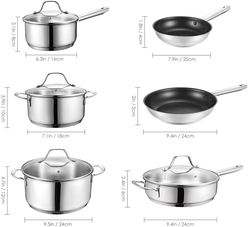 10 Piece MultiClad Pro Stainless Steel Cookware Set SH-10