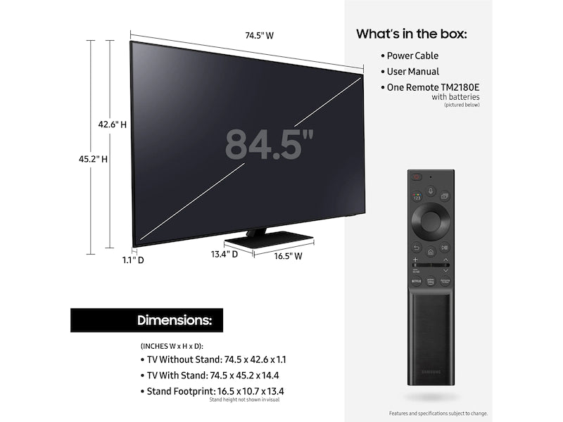 85"Class QN85A Samsung Neo QLED 4K Smart TV (2021)