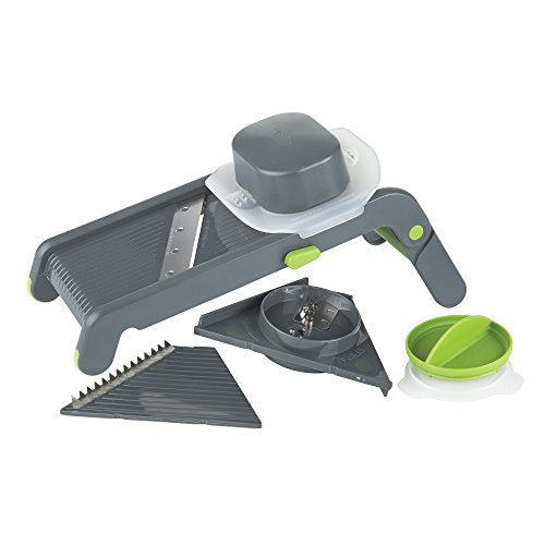 Prepworks by Progressive Compact Mandoline, Features Slice, Julienne and Spiral Cuts and 3 Thicknesses Thin, Medium and Thick, Noodle, Ribbon, Food Slicer