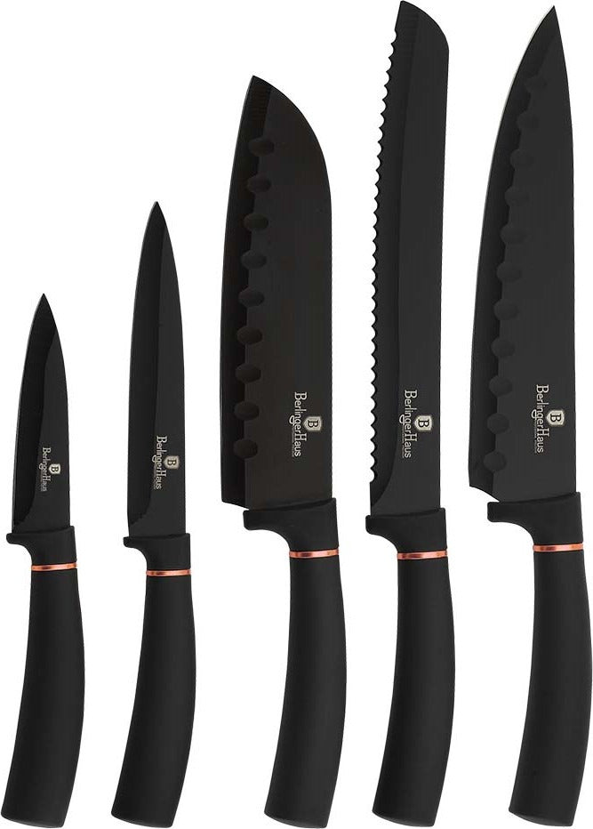 6-PIECE MARBLE COATING KNIFE SET - BLACK ROSE