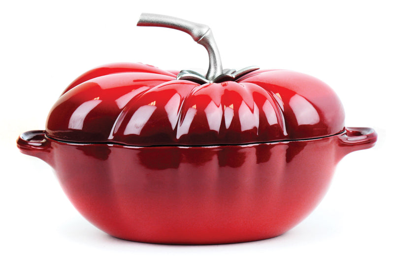 25cm Oval Tomatoe Cast Iron Cocotte Red