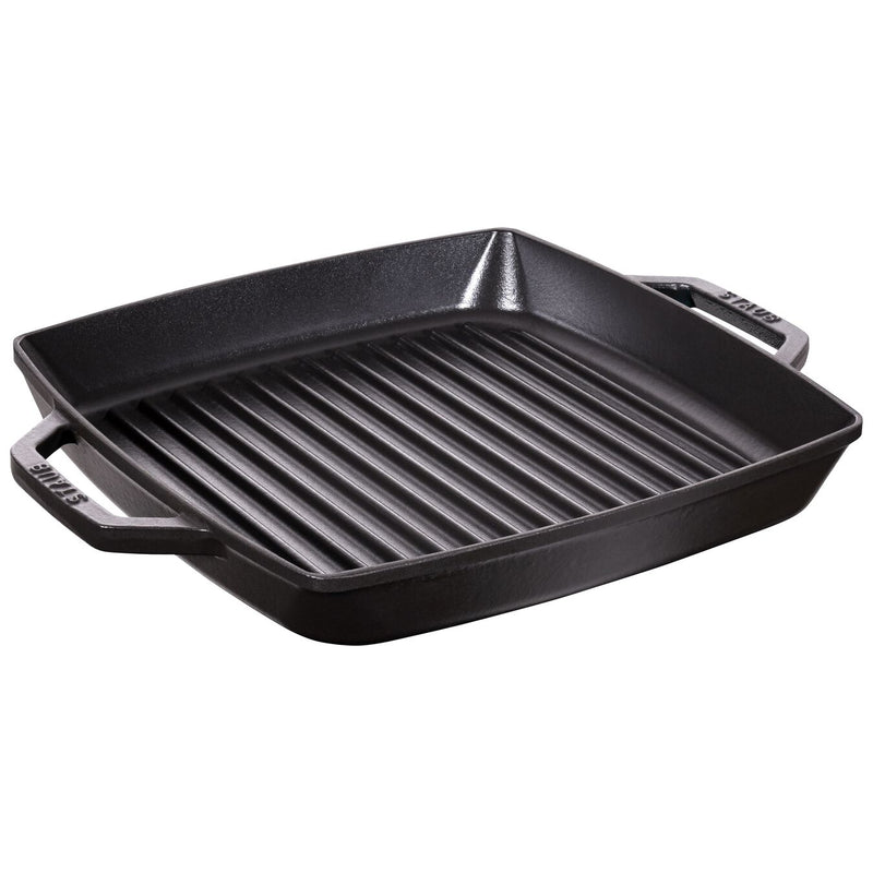 28cm Square Cast Iron Double Handle Grill Pan