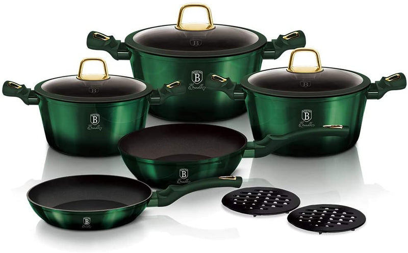 10 Piece Titanium Coating Emerald Collection Cookware Set BH 6065