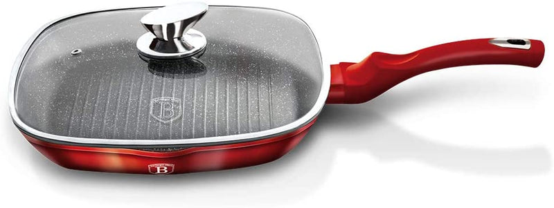 28cm Metallic Line Burgundy Edition Grill Pan with Lid BH-1613N