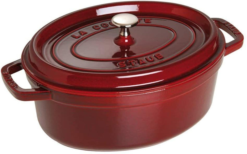 33cm Oval Cast Iron Cocotte  Red , Blue, Grey