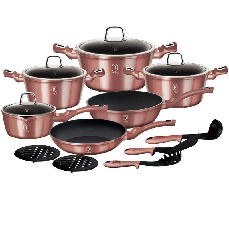 15-PIECE MARBLE COATING COOKWARE SET - I-ROSE EDITION