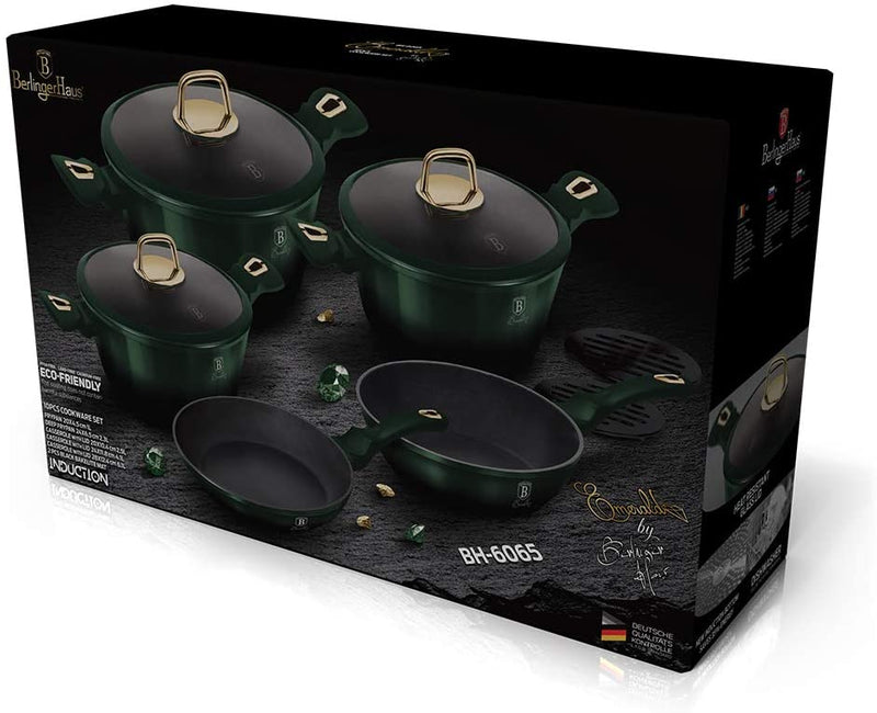 10 Piece Titanium Coating Emerald Collection Cookware Set BH 6065