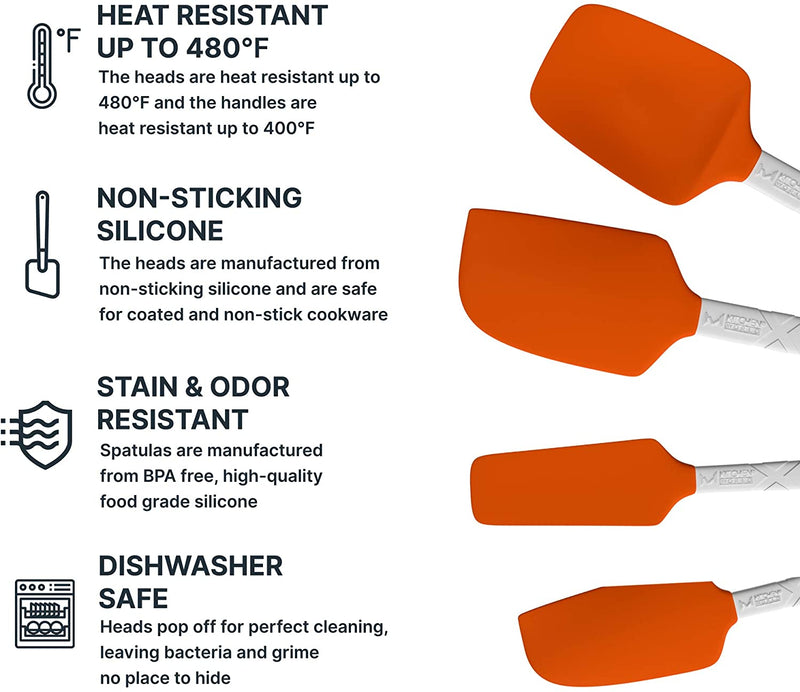 M KITCHEN WORLD Heat Resistant Silicone Spatulas Set - Orange for