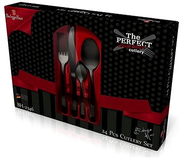 24-Piece Mirror Black Finish Cutlery Set Set