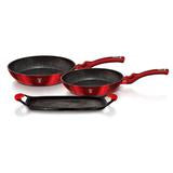3 Piece Burgundy Collection Frypan and Grill Plat Set  BH-11668