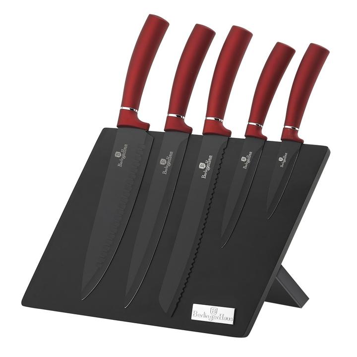 6 piece Non-Stick Coating Knife Set with Stand Burgundy BH-2519