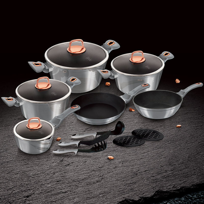 15-PIECE MARBLE COATING COOKWARE SET - MOONLIGHT EDITION