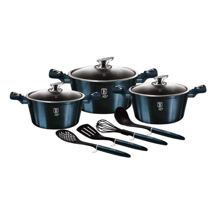10 pieces Aquamarine Edition Marble Coating Cookware Set BH-6152