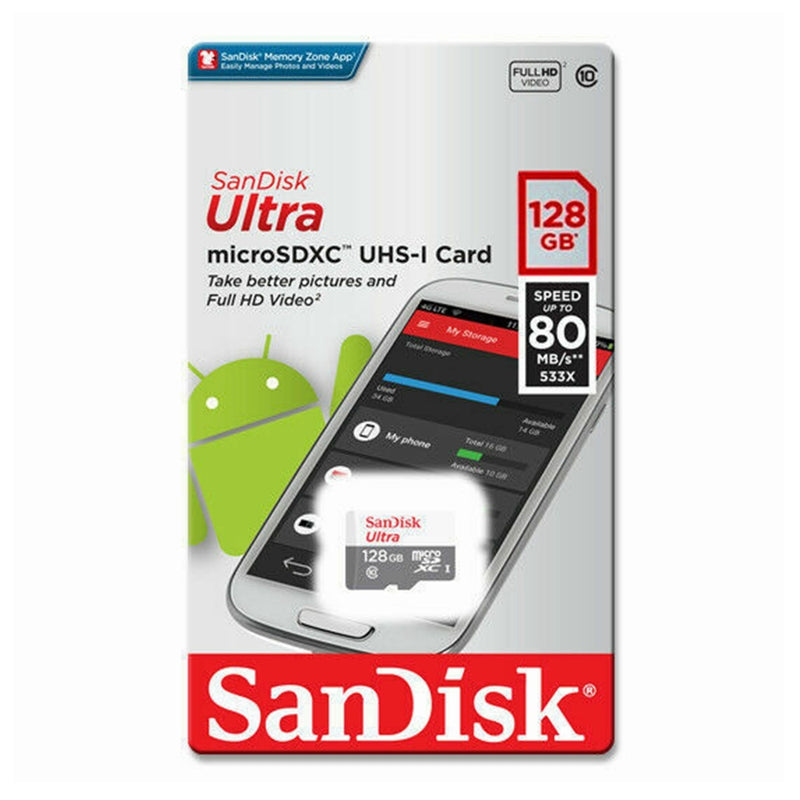 SanDisk Ultra Micro SDXC 128GB Class 10 UHS-I Memory Card SDSQUNS -(Speed up to 80MB/s)