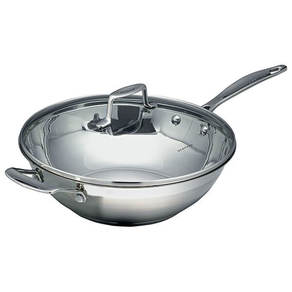 32cm Impact Stainless Steel Wok with Lid