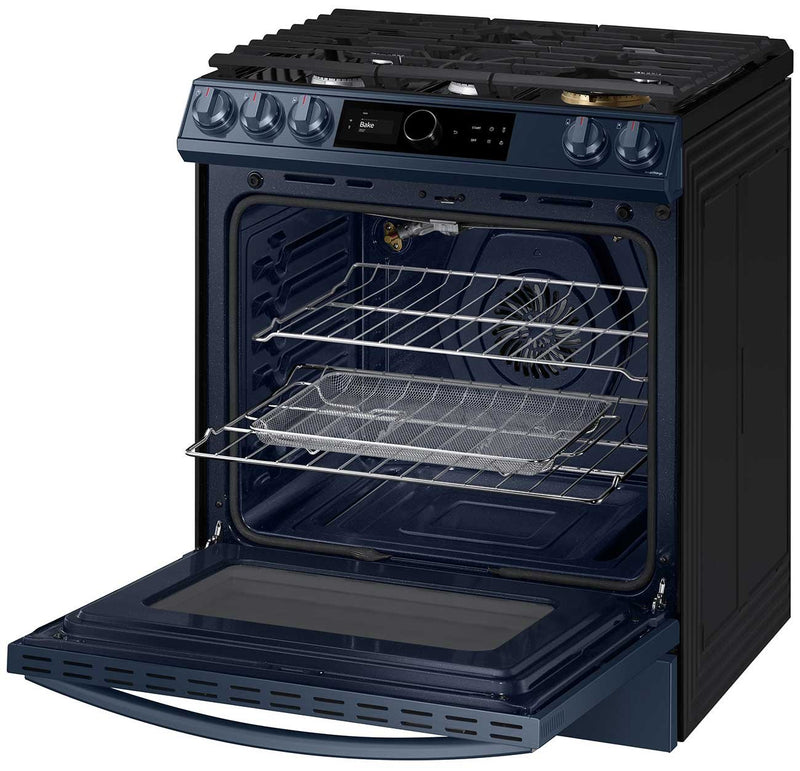 Samsung Navy Steel Gas Slide-In Range with Air Fry (6.0 Cu.Ft.) - NX60A8711QN/AA