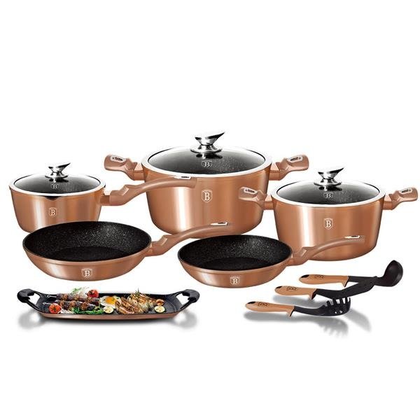 12 + 2 Pieces Rose Gold Collection Cookware Set  BH 1696N