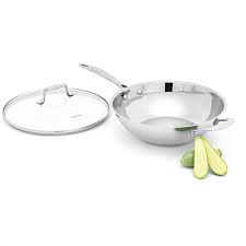 32cm Impact Stainless Steel Wok with Lid