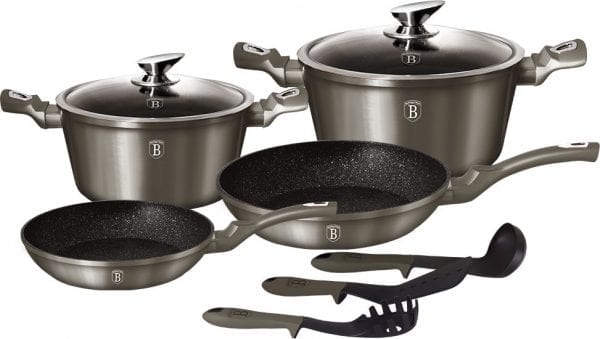 9 Piece Marble Coating Carbon Metallic Cookware Set  BH 1227N