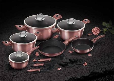 15-PIECE MARBLE COATING COOKWARE SET - I-ROSE EDITION